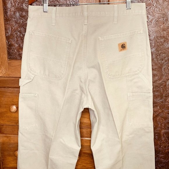 NEW Carhartt Dungaree Fit Mens Pants 34X36 Tan Carpenter Work Chore NWOT - Picture 6 of 11